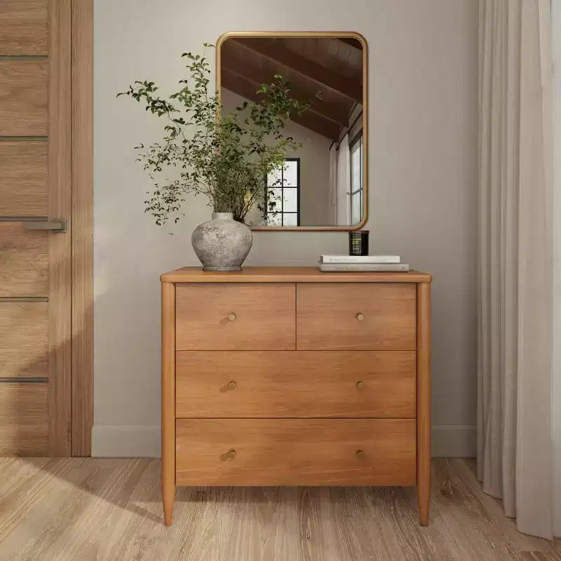 3-laden commode met verdeelde bovenlade, mid-century modern