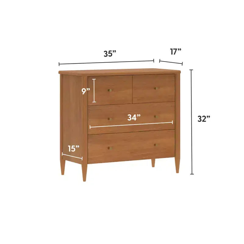 3-laden commode met verdeelde bovenlade, mid-century modern