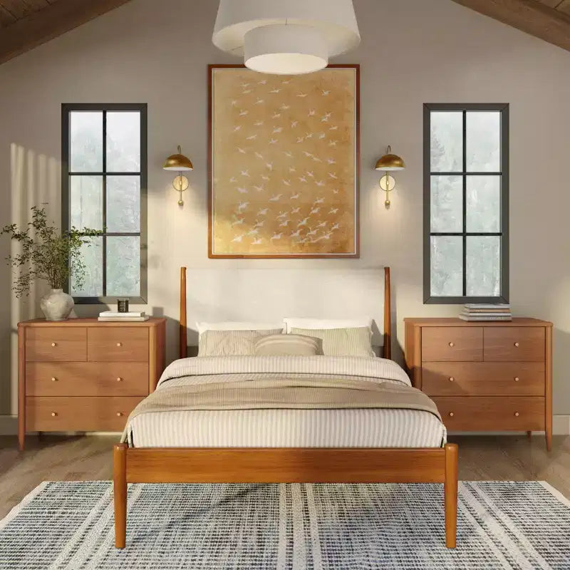3-laden commode met verdeelde bovenlade, mid-century modern