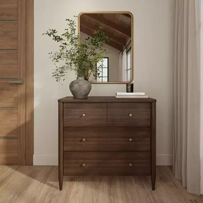 3-laden commode met verdeelde bovenlade, mid-century modern