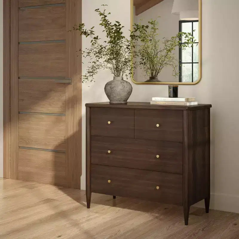 Kommode mit 3 Schubladen und geteiltem oberem Fach, Mid-Century Modern