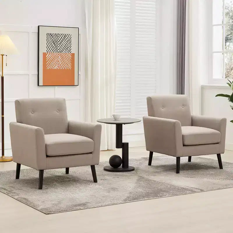 Akzentstuhl, moderner Flügelsessel für Wohnzimmer, Leinenstoff-Lesesessel, bequemer Einzelsessel, hochresiliente Polsterung