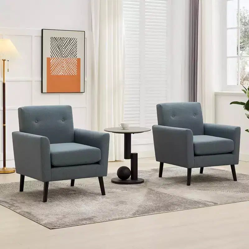 Akzentstuhl, moderner Flügelsessel für Wohnzimmer, Leinenstoff-Lesesessel, bequemer Einzelsessel, hochresiliente Polsterung