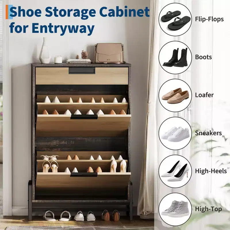 Organizzatore scarpe autoportante con gambe in metallo, mobile porta scarpe per ingresso, corridoio, soggiorno