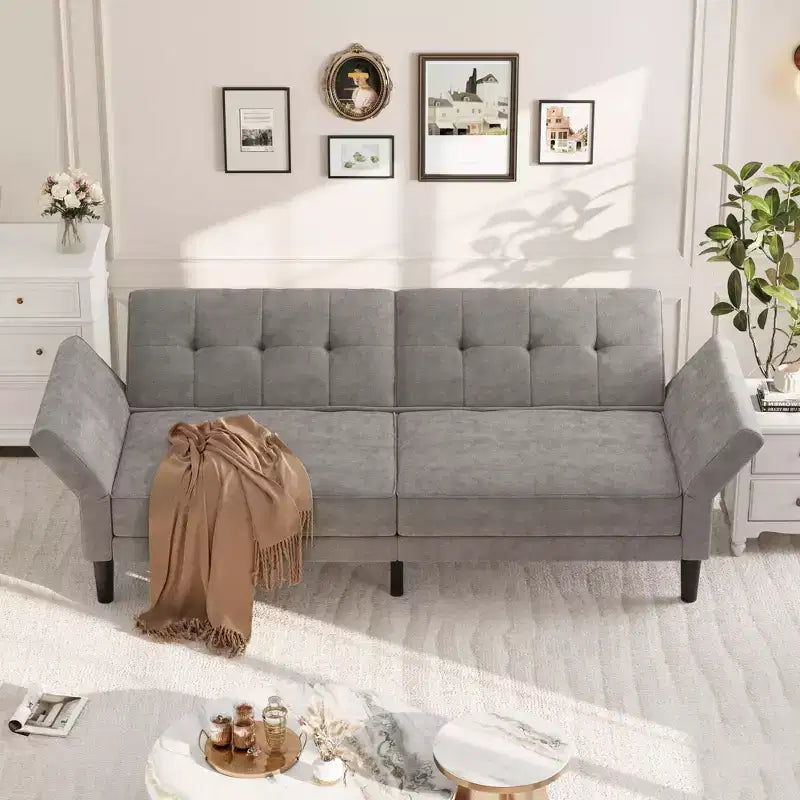 Divano letto futon 89 pollici, divano letto moderno in chenille con schienale e bracciolo regolabili, divano futon convertibile per soggiorno, camera da letto, appartamenti