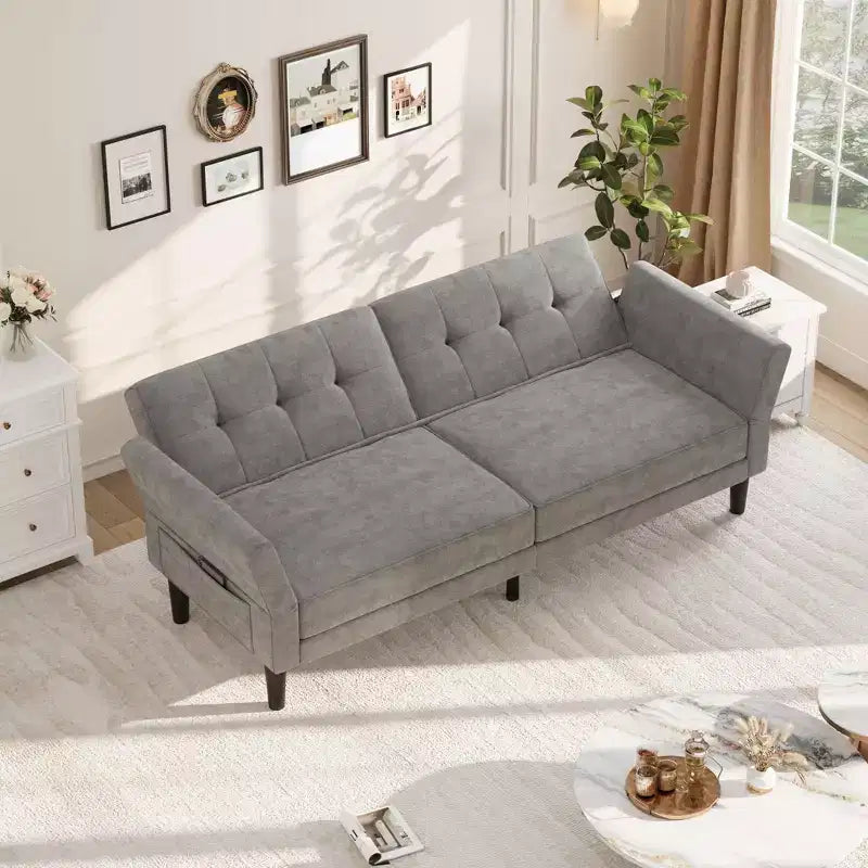 Divano letto futon 89 pollici, divano letto moderno in chenille con schienale e bracciolo regolabili, divano futon convertibile per soggiorno, camera da letto, appartamenti
