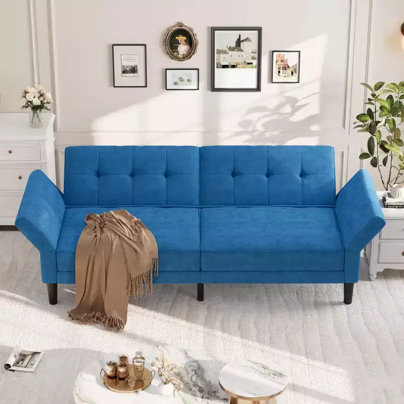 89 Zoll Futon-Schlafsofa, moderner Chenille-Schlafsofa mit verstellbarer Rückenlehne & Armlehne, wandelbares Futon-Sofa für Wohnzimmer, Schlafzimmer, Apartments