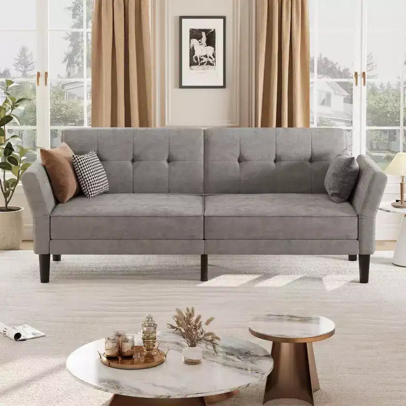 89 Zoll Futon-Schlafsofa, moderner Chenille-Schlafsofa mit verstellbarer Rückenlehne & Armlehne, wandelbares Futon-Sofa für Wohnzimmer, Schlafzimmer, Apartments