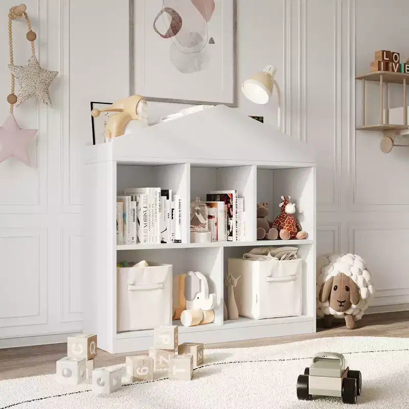 5-Fächer Bücherregal, Kinderbücherregal, Spielhaus-Schrankregal für Spielzimmer, Kinderzimmer, Kinderzimmer