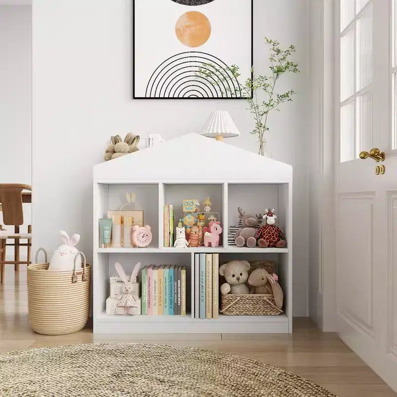 5-Fächer Bücherregal, Kinderbücherregal, Spielhaus-Schrankregal für Spielzimmer, Kinderzimmer, Kinderzimmer