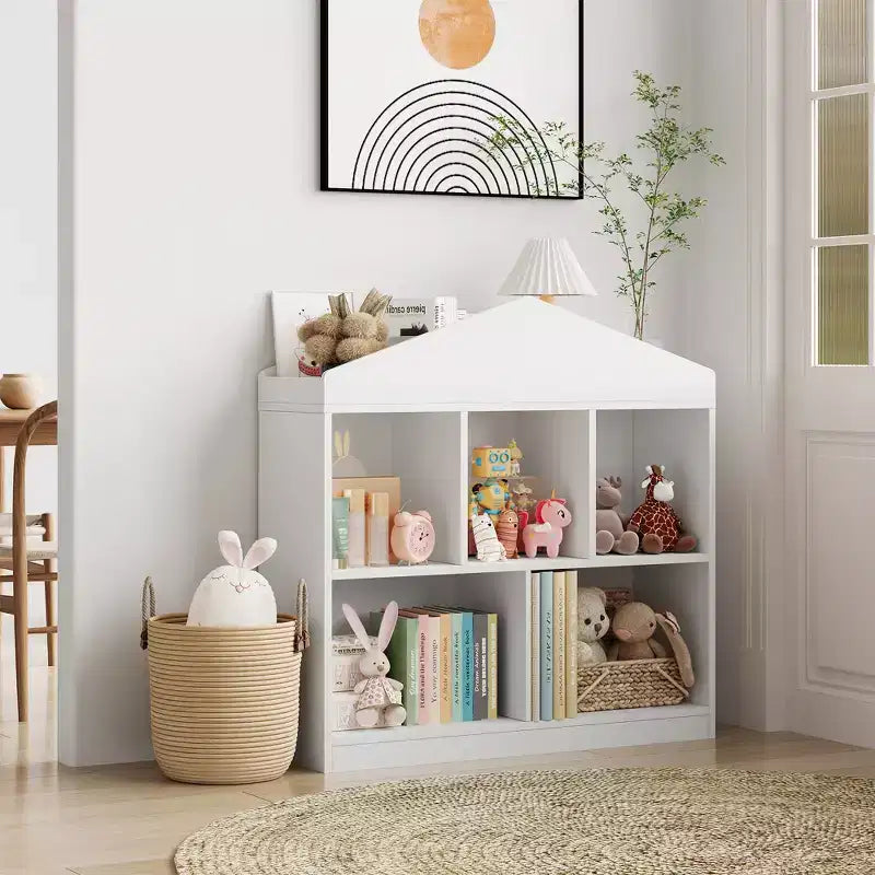 5-Fächer Bücherregal, Kinderbücherregal, Spielhaus-Schrankregal für Spielzimmer, Kinderzimmer, Kinderzimmer