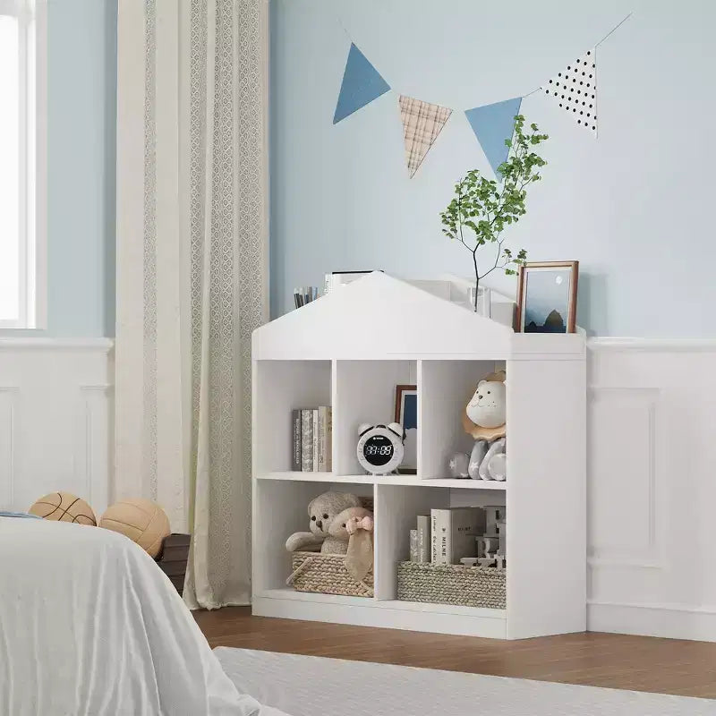 5-Fächer Bücherregal, Kinderbücherregal, Spielhaus-Schrankregal für Spielzimmer, Kinderzimmer, Kinderzimmer