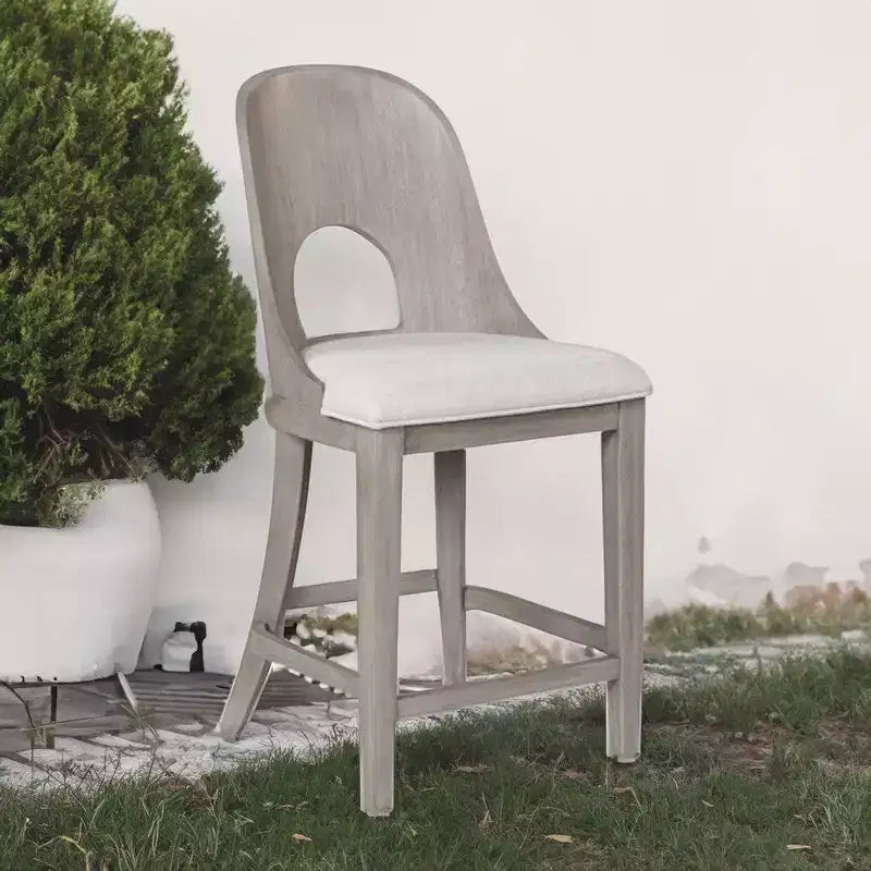 Royal Hampton Counter Height Chair Set of 2, Curved Cut Out Back, White Wash