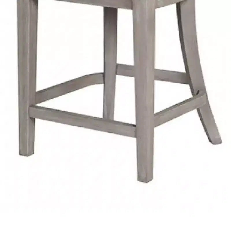 Set di 2 sedie da banco altezza bancone, schienale curvo con intaglio, finitura bianco sbiancato