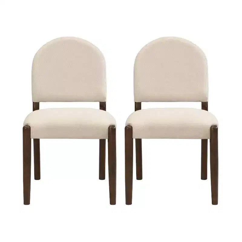 Mid-Century Esszimmerstühle mit Stoffbezug und Rückenlehne, 2er-Set