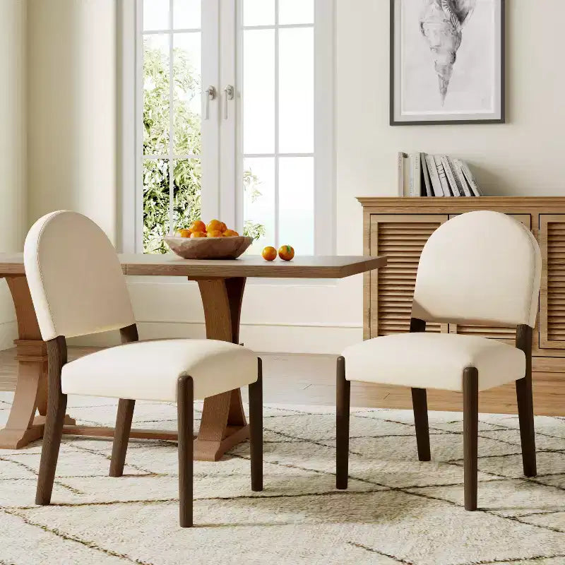 Set di 2 sedie da pranzo imbottite in tessuto stile metà secolo con schienale