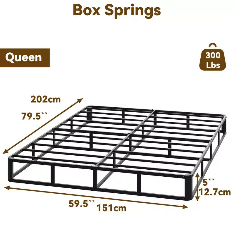 Boxspringbett in Queen-Größe, verstärkter Metallrahmen mit elastischer Bettabdeckung