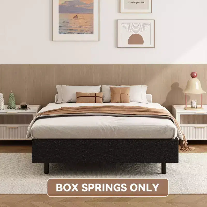 Boxspringbett in Queen-Größe, verstärkter Metallrahmen mit elastischer Bettabdeckung