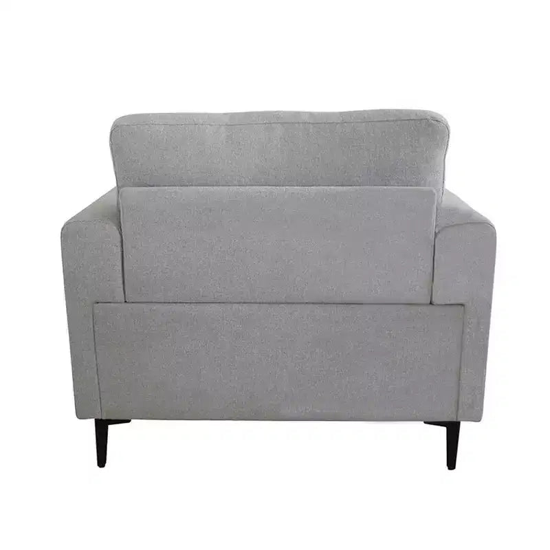 41" Light Gray Linen Accent Armchair, Upholstered with Metal Legs