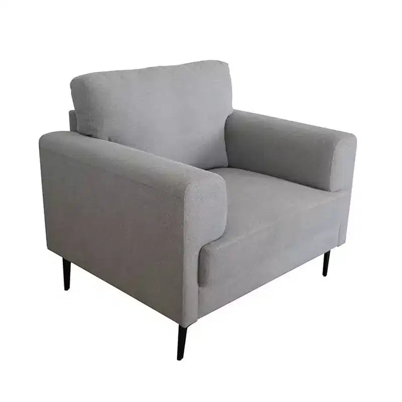 41" Light Gray Linen Accent Armchair, Upholstered with Metal Legs
