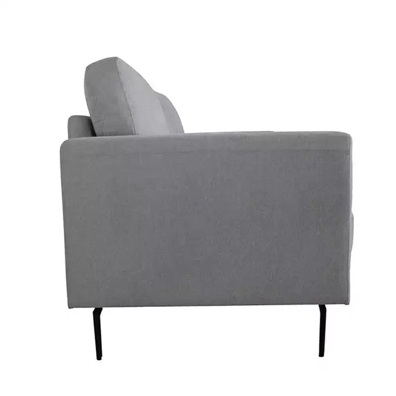 41" Light Gray Linen Accent Armchair, Upholstered with Metal Legs