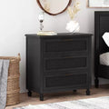 Christopher Knight Home Newell Rustic Acacia Wood and Cane 3 Drawer Dresser Dark Gray: Bedroom Storage, Metal Hardware