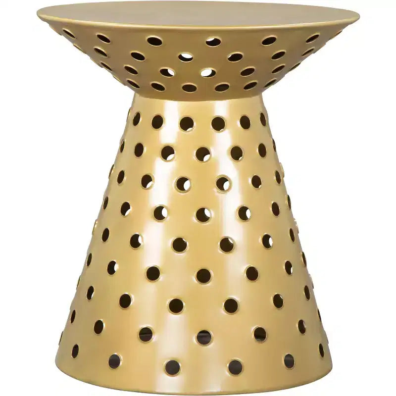 Iron Pedestal Side Table, Gold, 220 lb Capacity