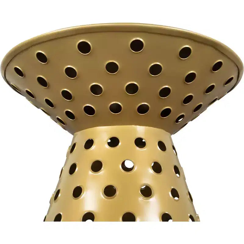 Mesa auxiliar pedestal de hierro, dorada, capacidad de 220 lb