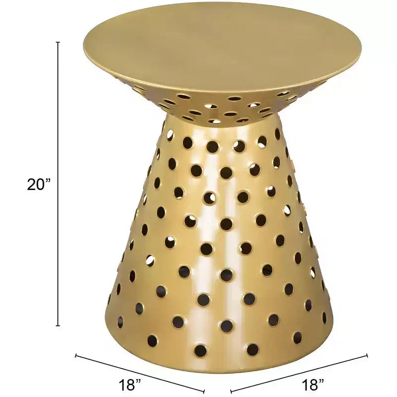 Mesa auxiliar pedestal de hierro, dorada, capacidad de 220 lb