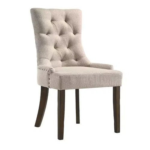 22" Accent Chair, Tufted Linen with Nailhead Trim