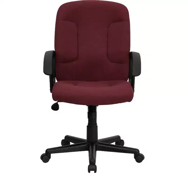 Bürostuhl mit mittlerer Rückenlehne, Stoffbezug, Nylonarmlehnen, drehbar