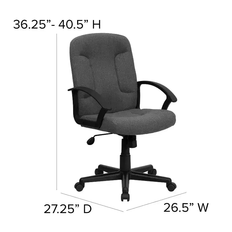Bürostuhl mit mittlerer Rückenlehne, Stoffbezug, Nylonarmlehnen, drehbar