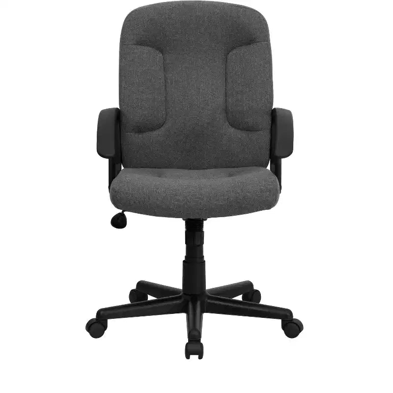 Bürostuhl mit mittlerer Rückenlehne, Stoffbezug, Nylonarmlehnen, drehbar