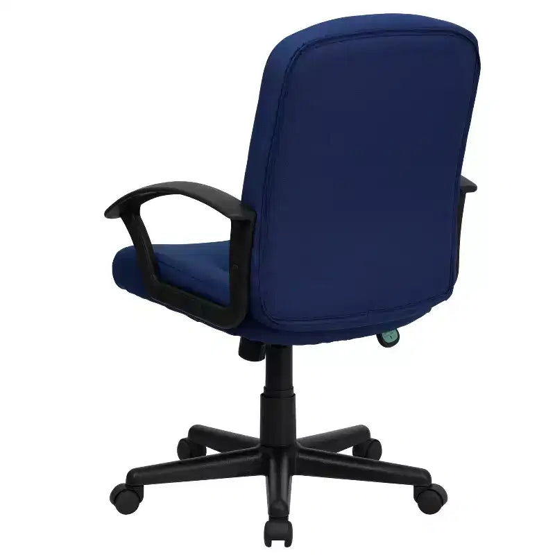 Bürostuhl mit mittlerer Rückenlehne, Stoffbezug, Nylonarmlehnen, drehbar