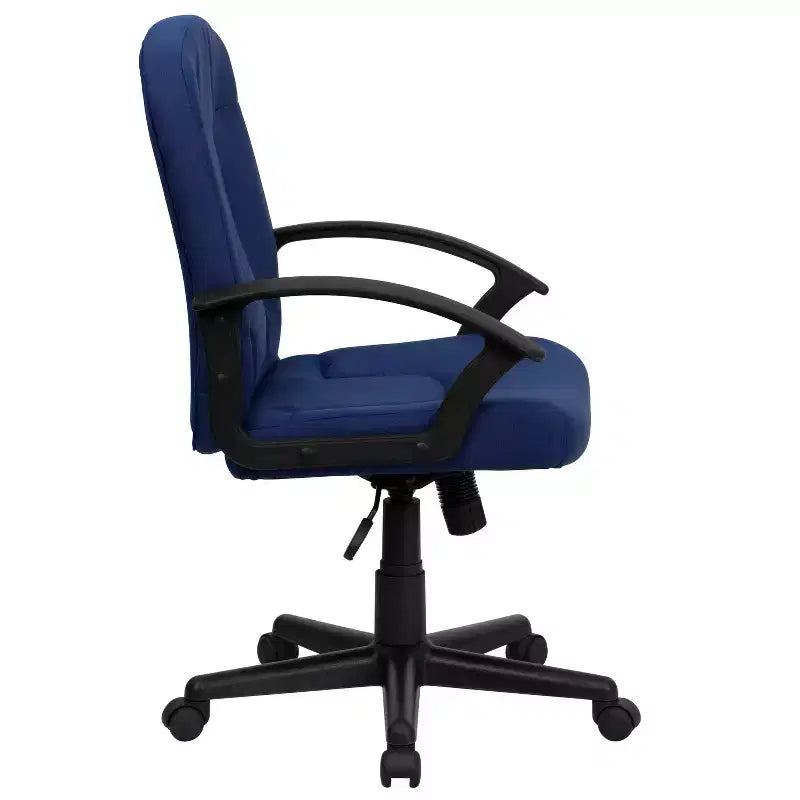 Bürostuhl mit mittlerer Rückenlehne, Stoffbezug, Nylonarmlehnen, drehbar