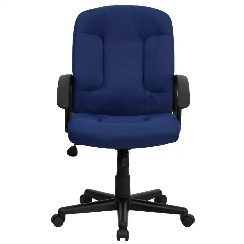 Bürostuhl mit mittlerer Rückenlehne, Stoffbezug, Nylonarmlehnen, drehbar