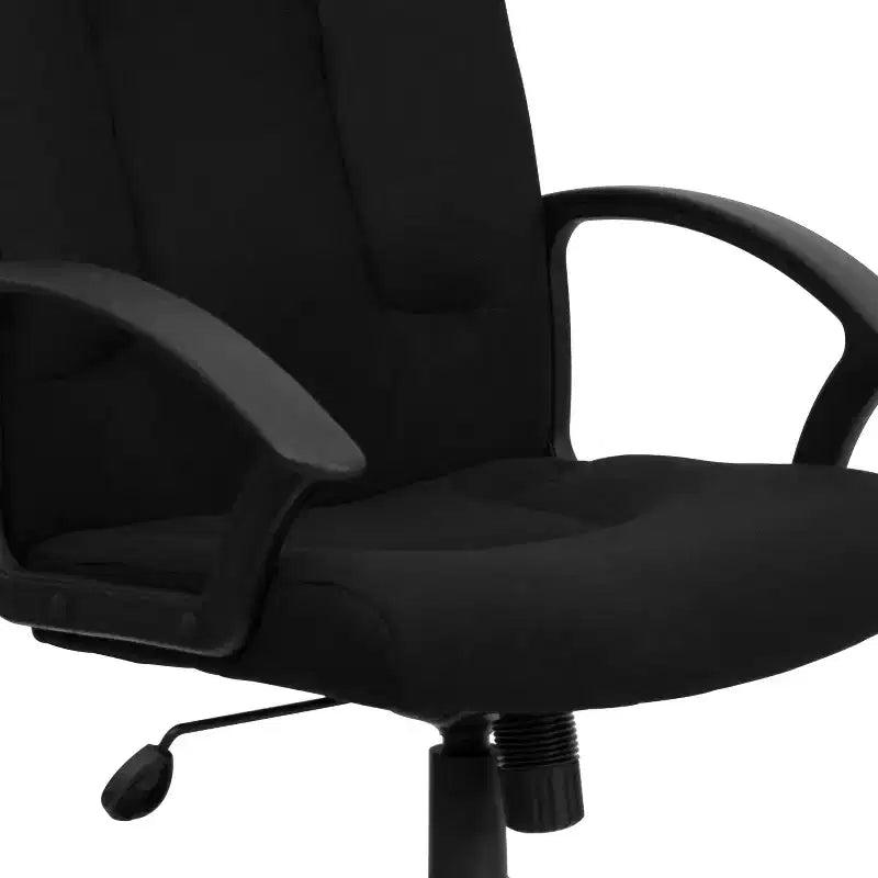 Bürostuhl mit mittlerer Rückenlehne, Stoffbezug, Nylonarmlehnen, drehbar