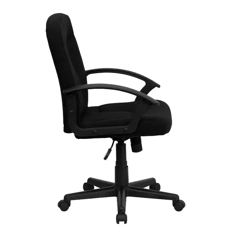 Bürostuhl mit mittlerer Rückenlehne, Stoffbezug, Nylonarmlehnen, drehbar