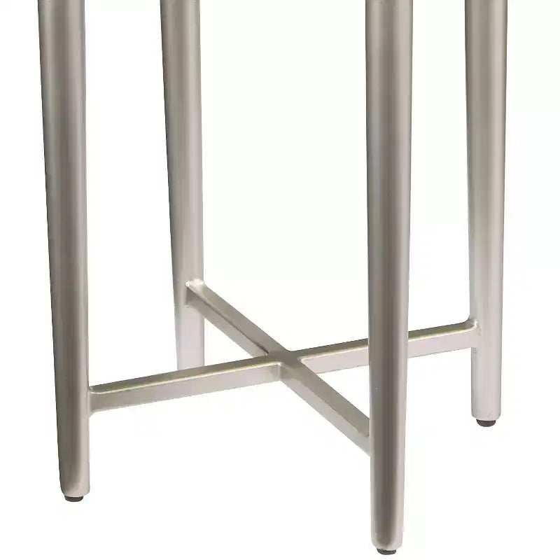 Modern Iron Round Accent Table 14", Silver Gray Pinwheel Tabletop