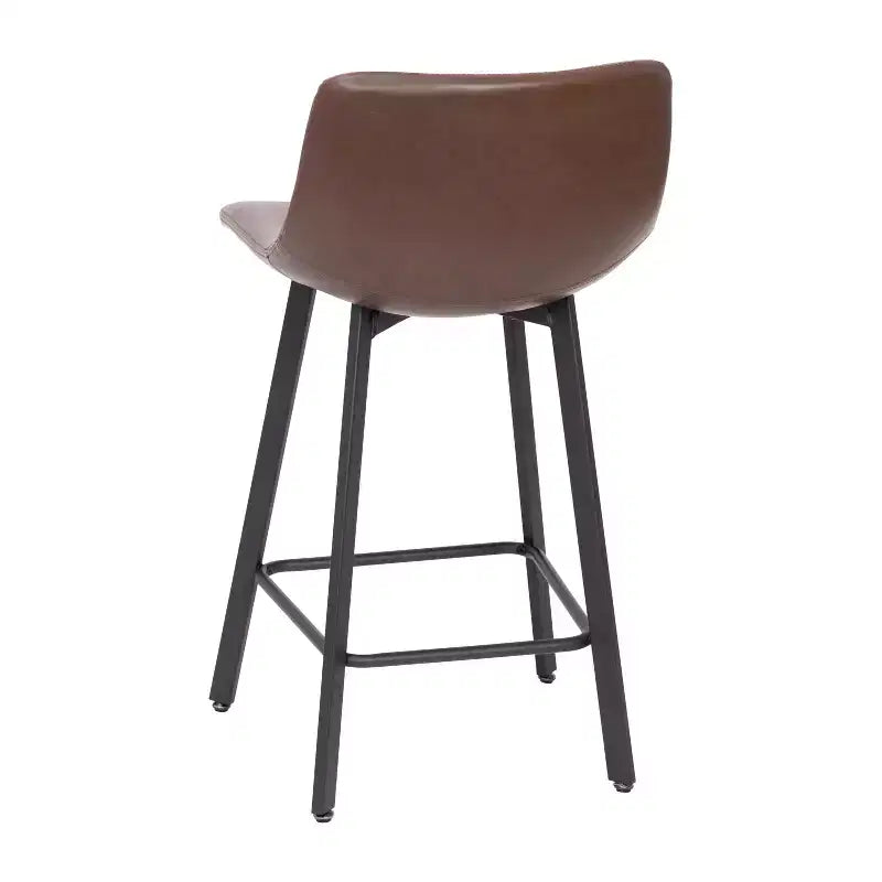 Ensemble de deux tabourets de bar modernes rembourrés 24", cadres en métal mat et patins en plastique
