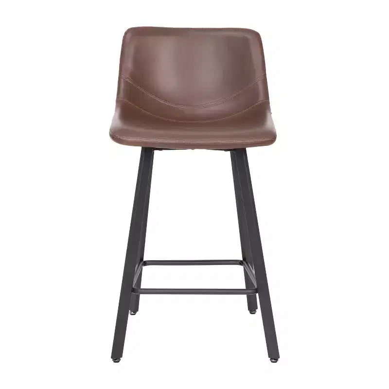 Ensemble de deux tabourets de bar modernes rembourrés 24", cadres en métal mat et patins en plastique