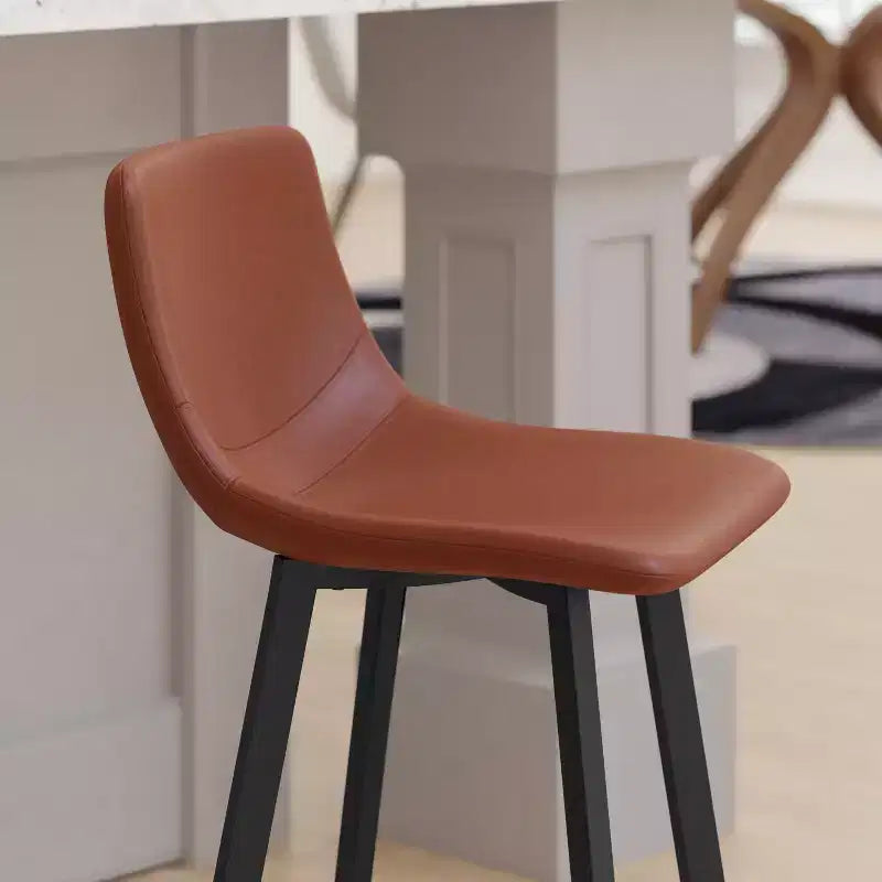 Ensemble de deux tabourets de bar modernes rembourrés 24", cadres en métal mat et patins en plastique