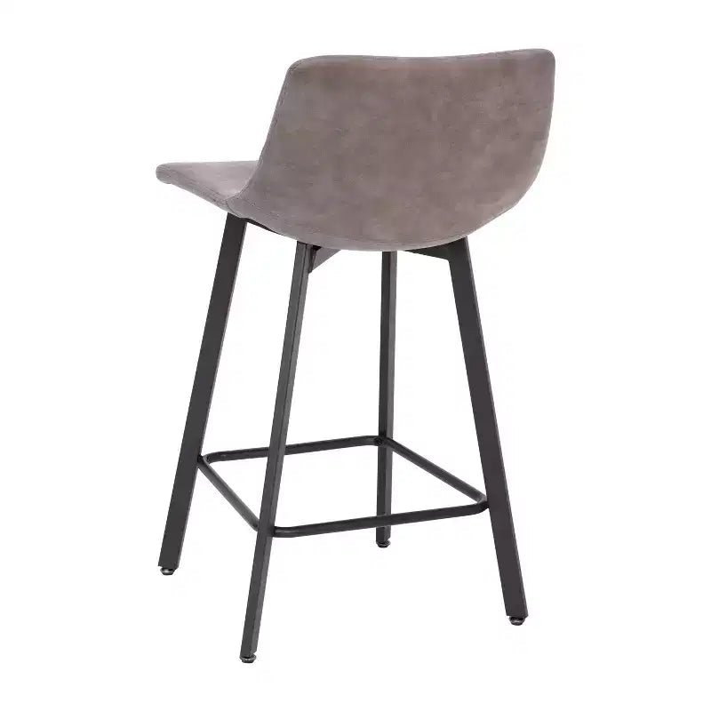 Ensemble de deux tabourets de bar modernes rembourrés 24", cadres en métal mat et patins en plastique
