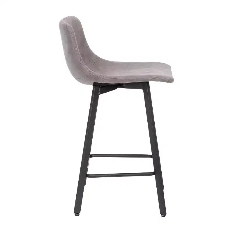 Ensemble de deux tabourets de bar modernes rembourrés 24", cadres en métal mat et patins en plastique