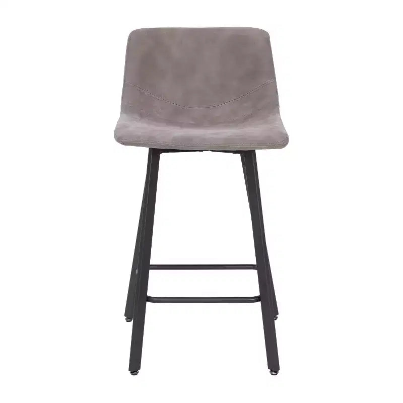 Ensemble de deux tabourets de bar modernes rembourrés 24", cadres en métal mat et patins en plastique