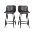 Ensemble de deux tabourets de bar modernes rembourrés 24", cadres en métal mat et patins en plastique