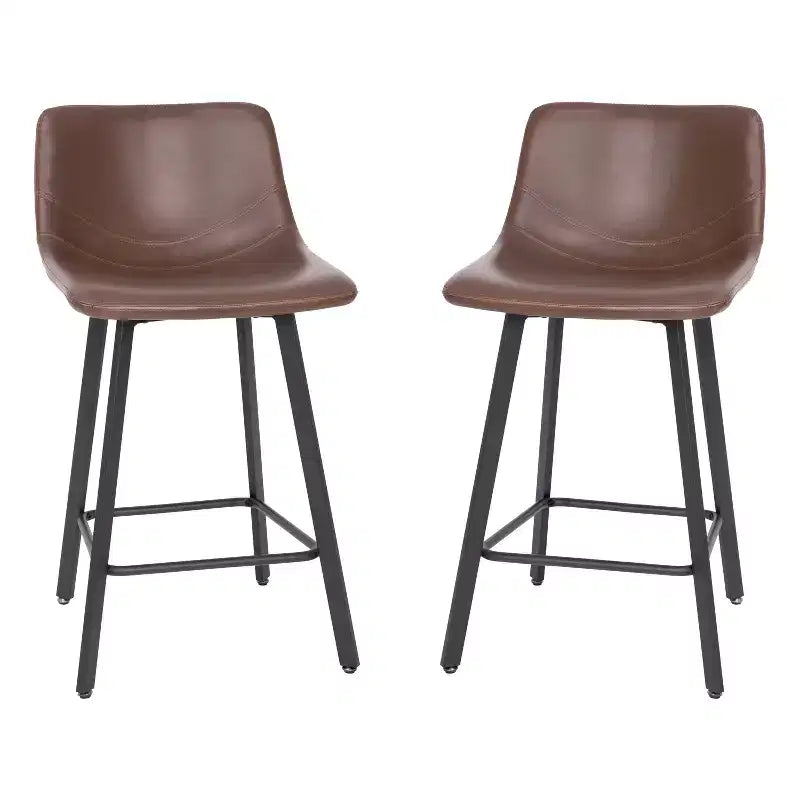 Set di 2 sgabelli da bar imbottiti moderni da 24", struttura in metallo opaco e scivoli in plastica per pavimento